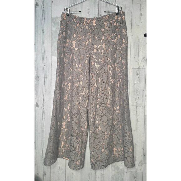 Feather Bone Viivi Lane Overlay Romantic Wideleg Palazzo Pull On Pants Sz. LP - Picture 2 of 7